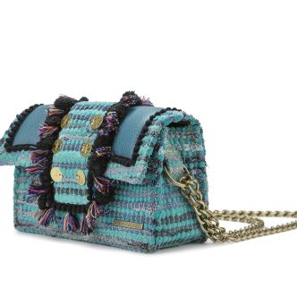Fabric & Leather Shoulder Bag - Hollywood "Babe" Petrol-4284