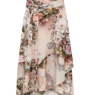 KARMAMIA Daisy Peach Ruffle Wrap Skirt (short)-0