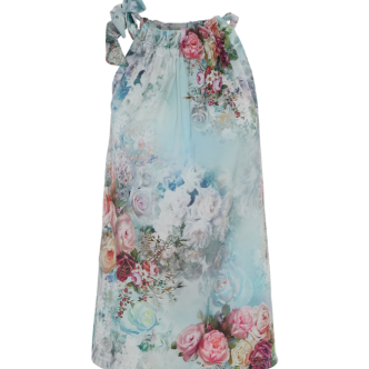 KARMAMIA Fleur Blue Ruffle Tie Top-0