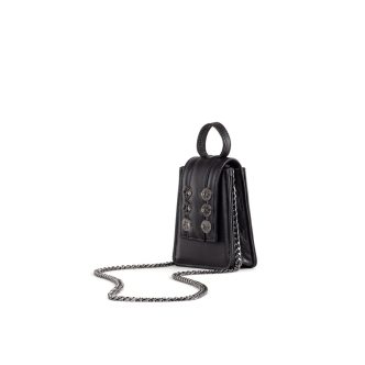 KOORELOO MONACO MAXI BLACK LEATHER WITH GUNMETAL COINS-5962