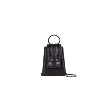 KOORELOO MONACO MAXI BLACK LEATHER WITH GUNMETAL COINS-0