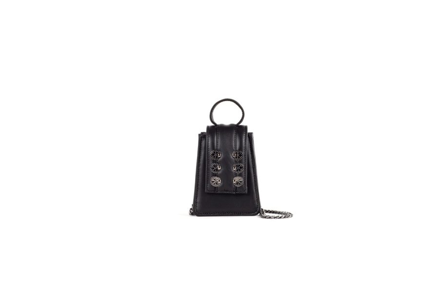 KOORELOO MONACO MAXI BLACK LEATHER WITH GUNMETAL COINS-0