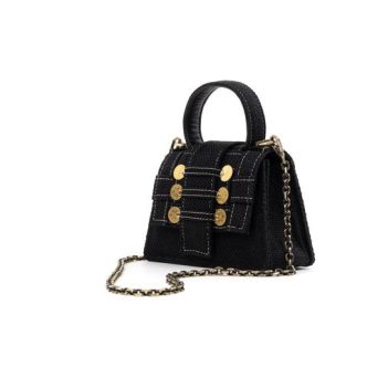 KOORELOO PETITE TRAPEZOID BAG TWEED GOLD COINS BLACK-6172