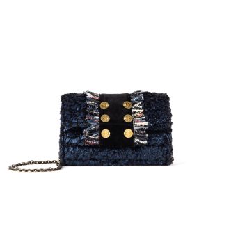 KOORELOO CLUTCH METALLIC BLUE TITLITS VELVET-0