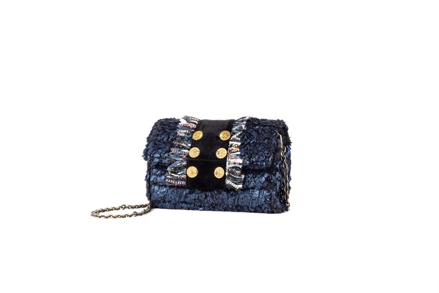 KOORELOO CLUTCH METALLIC BLUE TITLITS VELVET-6345