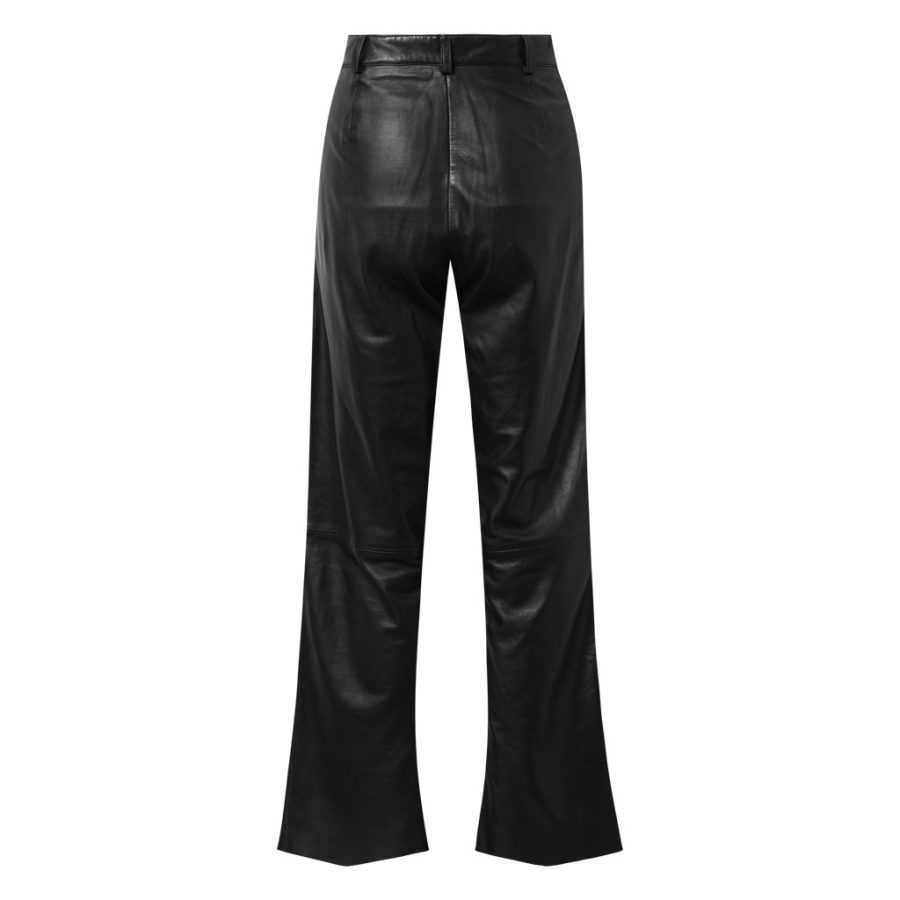 DEPECHE LEATHER PANTS WIDE BLACK-6311