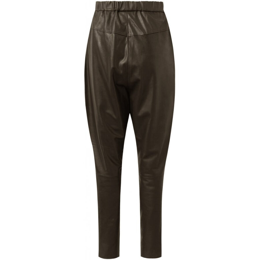 DEPECHE BAGGY LEATHER PANTS DUSTY TAUPE-6586