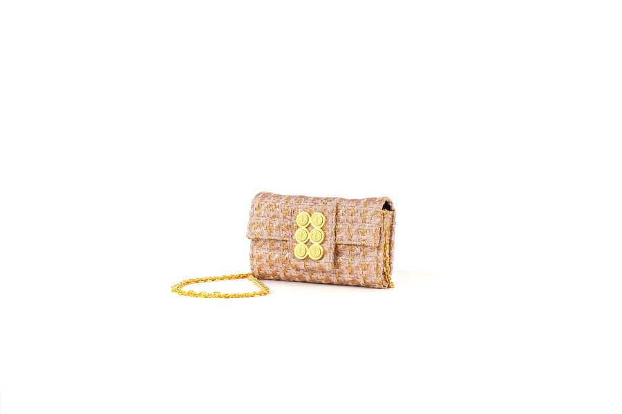 KOORELOO CLUTCH AMALFI VI COIN CIRCLES NUDE/GOLD-7118