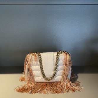 KOORELOO PETITE PILLOW FRINGES WHITE/SALMON-7164