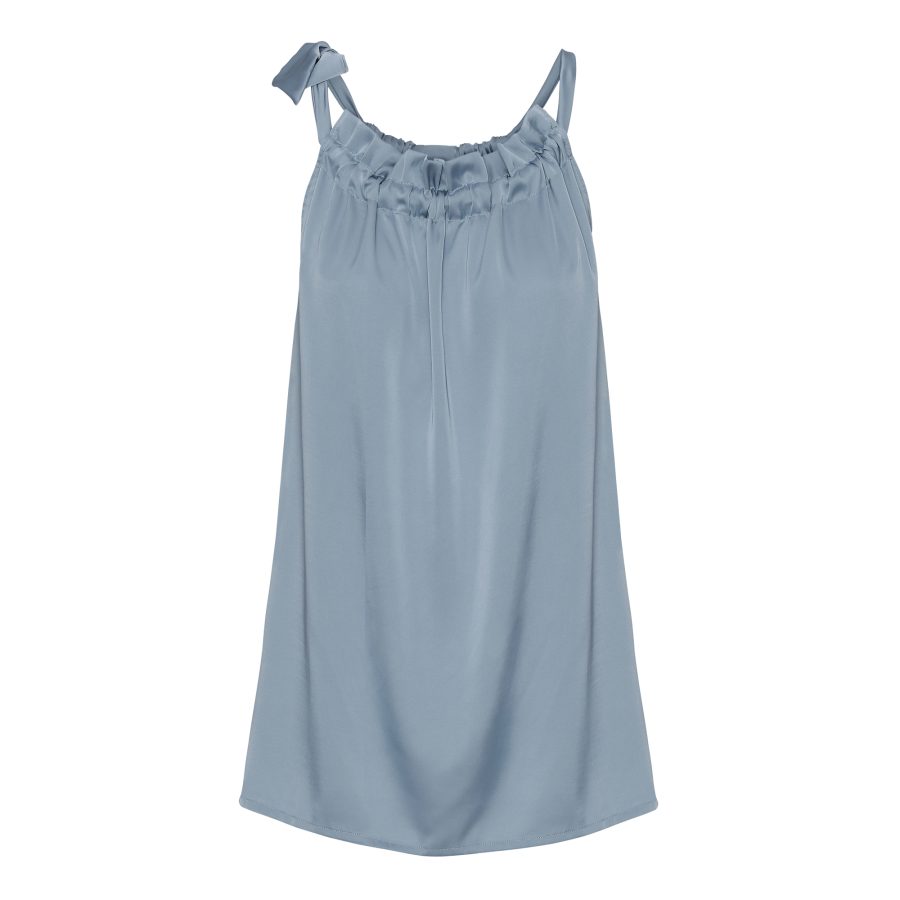 KARMAMIA RUFFLE TIE TOP DOVE BLUE-0