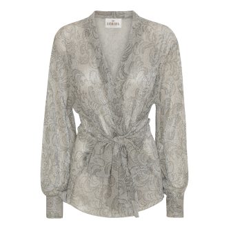 KARMAMIA LOLA ANTIQUE SILVER WRAP BLOUSE-0