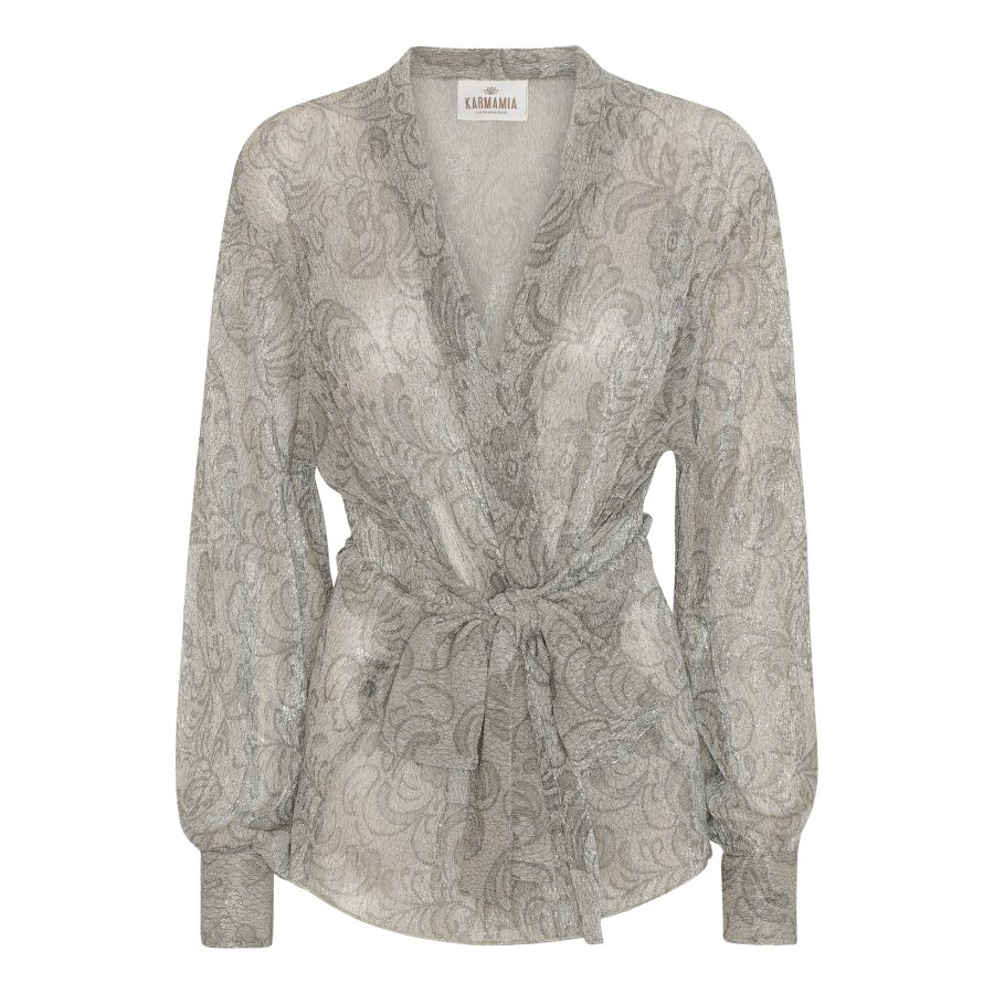 KARMAMIA LOLA ANTIQUE SILVER WRAP BLOUSE-0