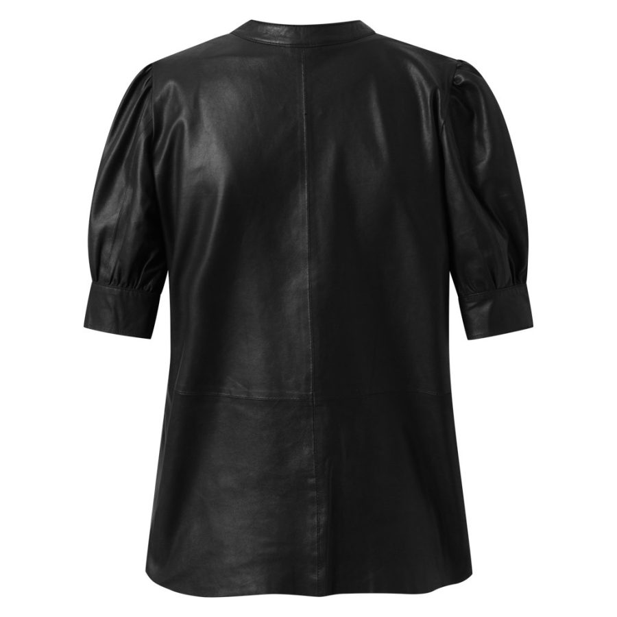 DEPECHE SKINDBLUSE MED PUFF ÆRMER BLACK-8528