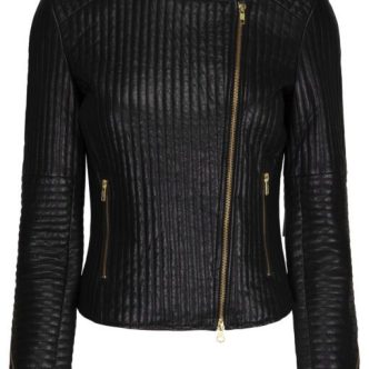 ONSTAGE QUILTED LEATHER JACKET O153 BLACK-0