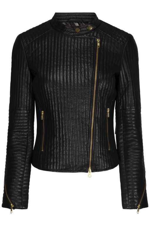 ONSTAGE QUILTED LEATHER JACKET O153 BLACK-0