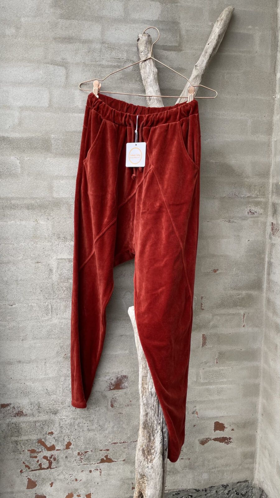 CL IV 16089 VELOUR PANTS RUGGINE ORANGE-0