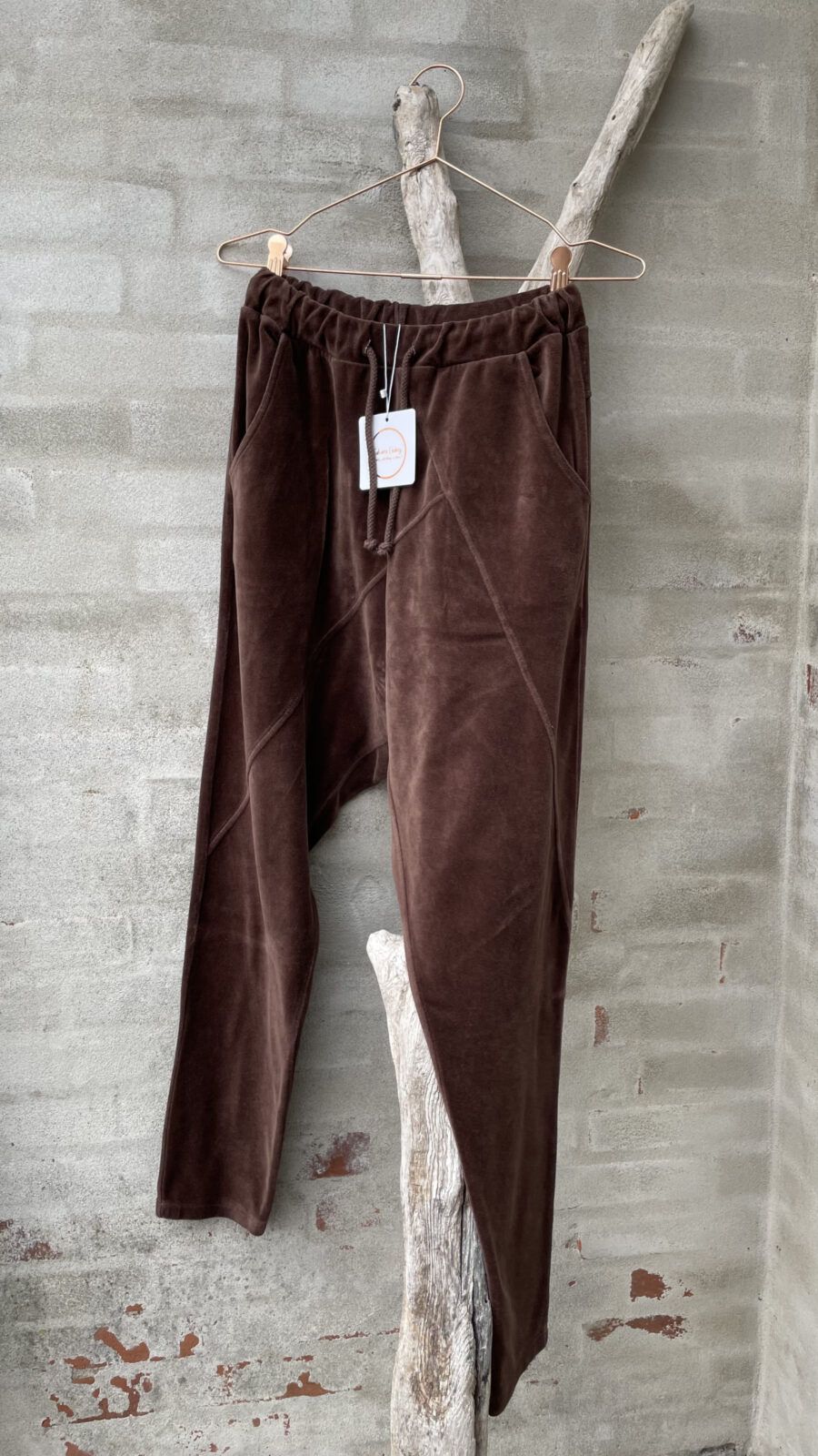 CL IV 16089 VELOUR PANTS MORO BROWN-0