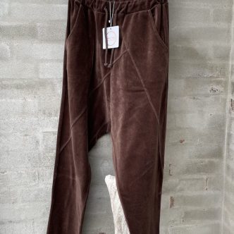 CL IV 16089 VELOUR PANTS MORO BROWN-0