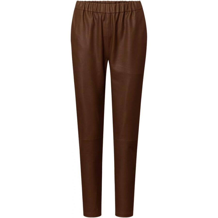 DEPECHE COOL BAGGY LEATHER PANT 50022 BROWNIE-0