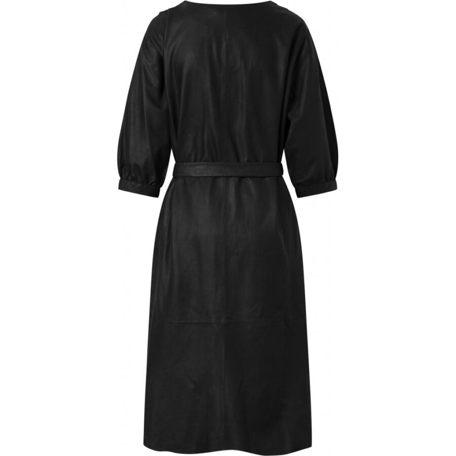 DEPECHE LOOSE FEMININE LEATHER DRESS 50336 BLACK-9454