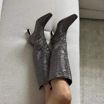 LOLA CRUZ LEATHER BOOTS SILVER-0