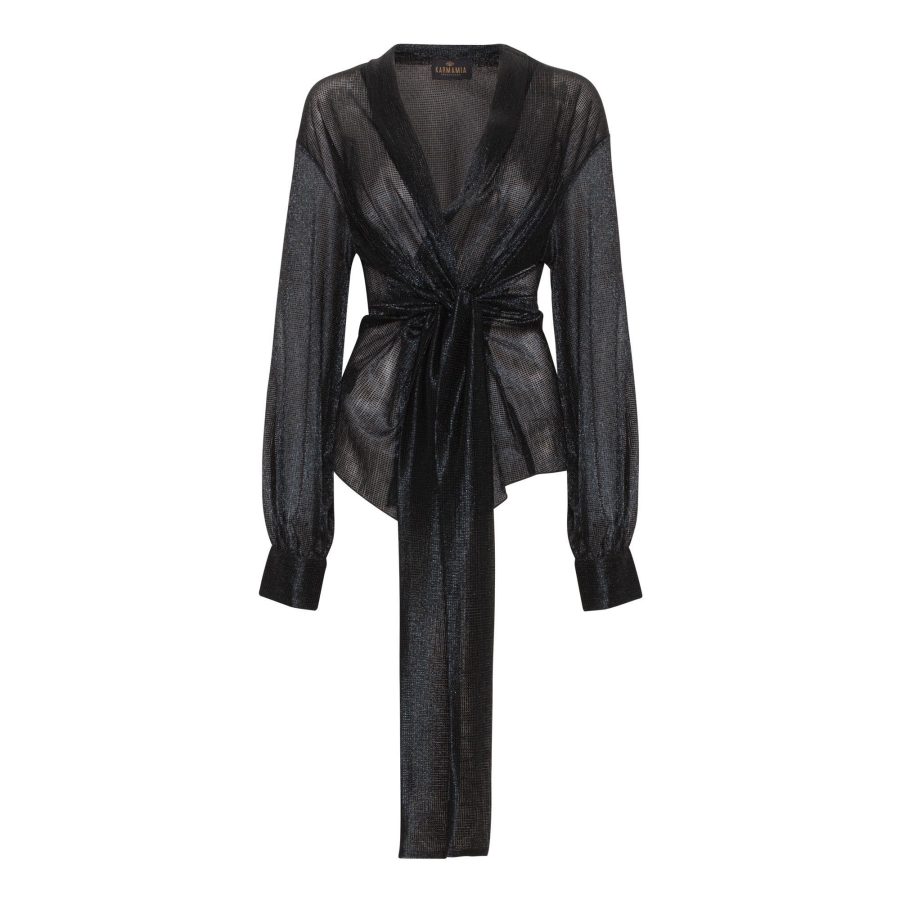 KARMAMIA LOLA NOIR WRAP BLOUSE-0