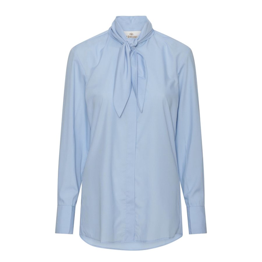 KARMAMIA RIBBON SHIRT BLUE COTTON-0