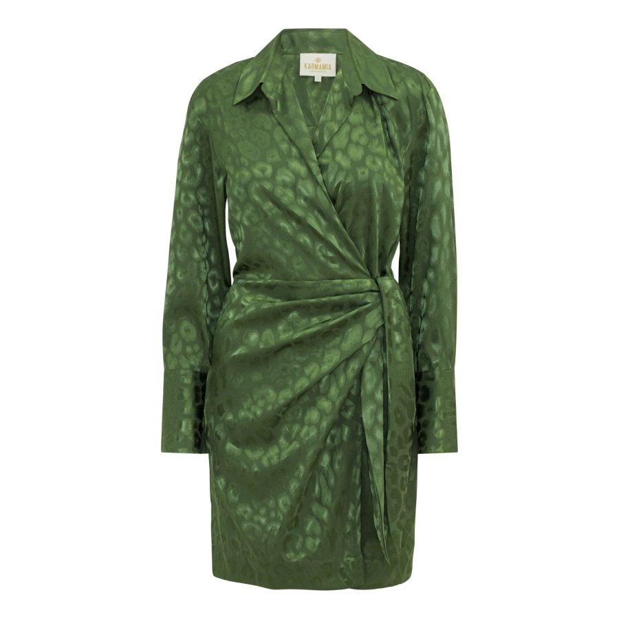 Karmamia ivy wrap dress cactus leo jacquard
