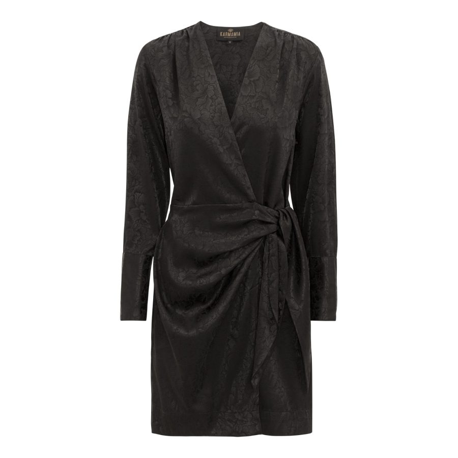 Karmamia lily wrap dress black flower jacquard