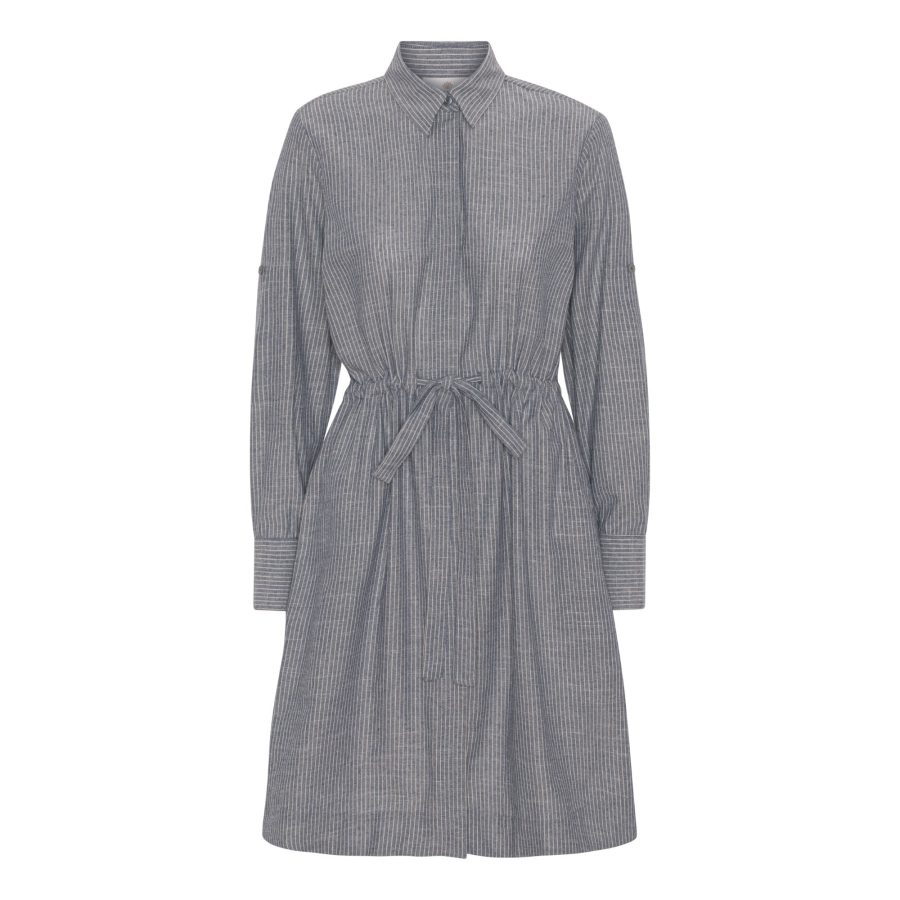 Karmamia philippa dress denim pin stripe