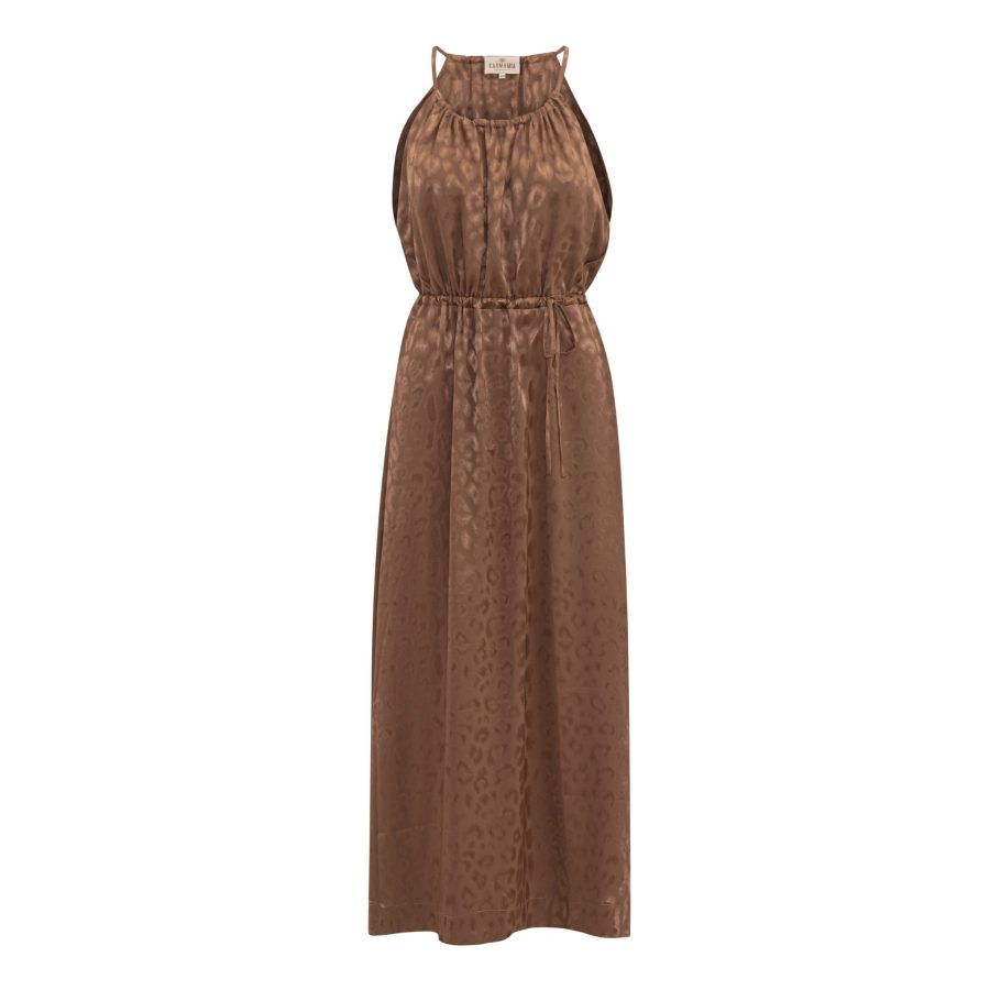 Karmamia reese dress caramel leo jacquard