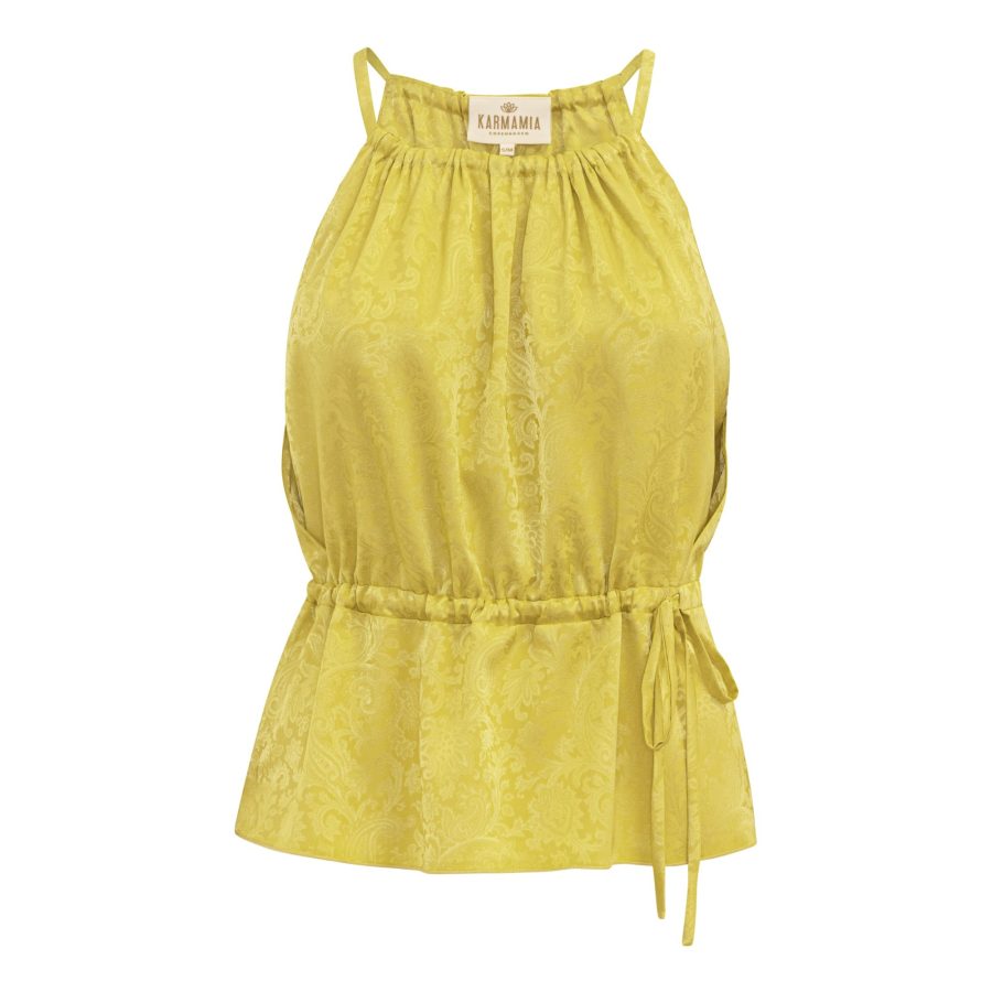 Karmamia reese top yellow paisley jacquard