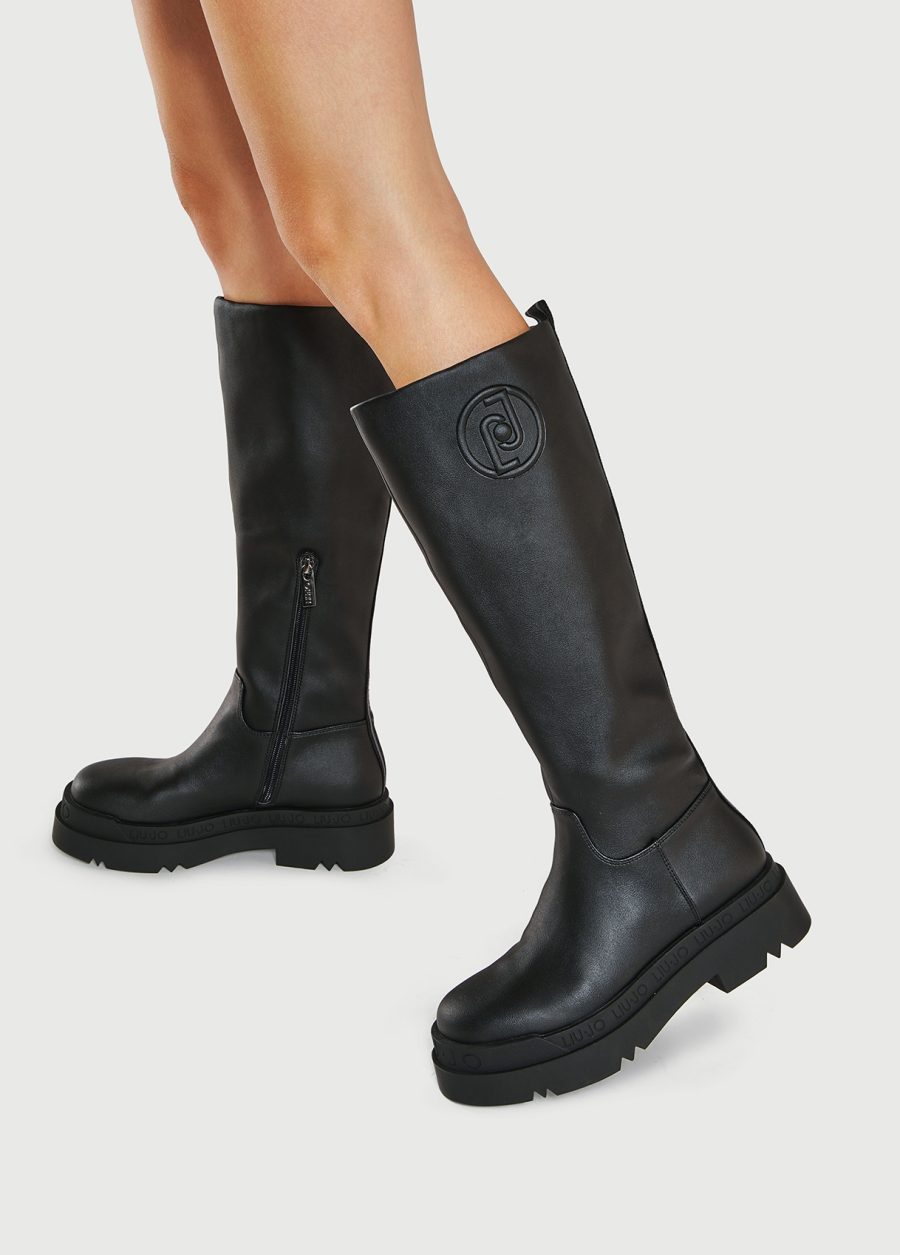 Liu jo chelsea platform boots with logo black - Image 4