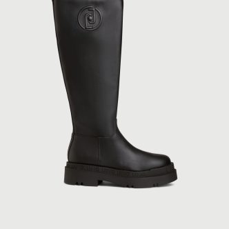 Liu jo chelsea platform boots with logo black