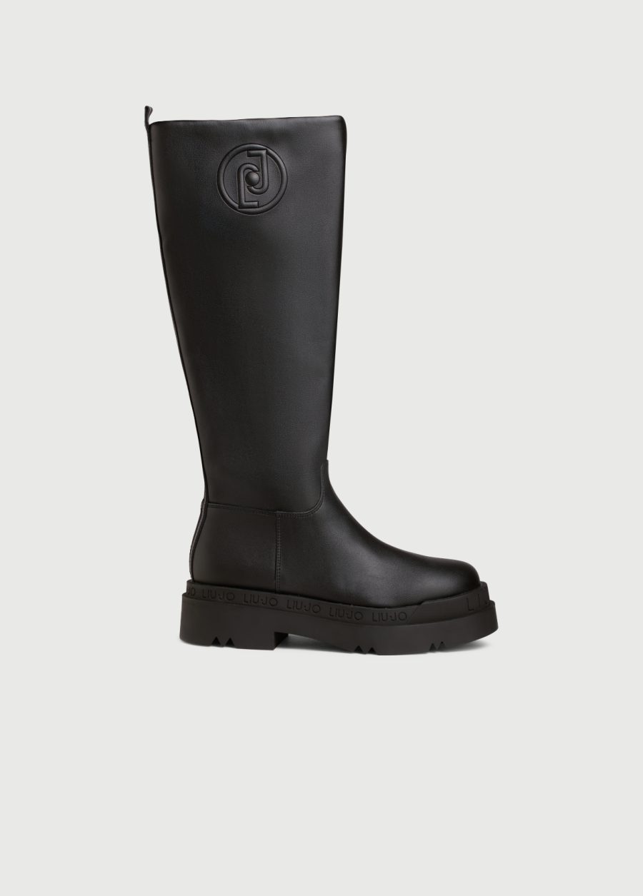 Liu jo chelsea platform boots with logo black