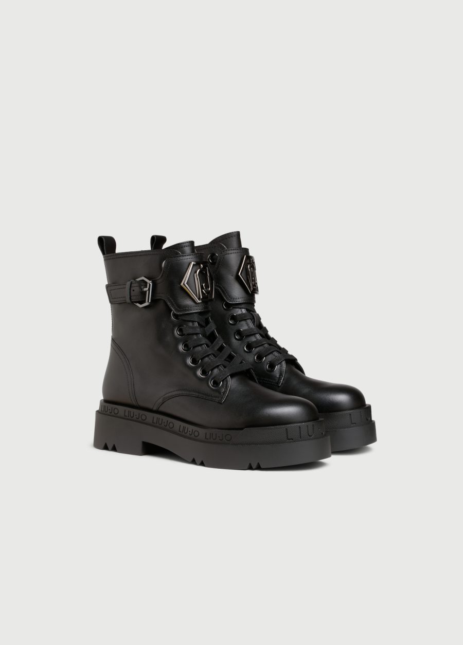Liu jo genuine leather platform combat boots - Image 2
