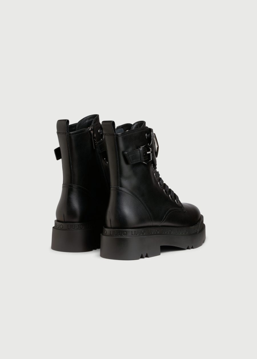 Liu jo genuine leather platform combat boots - Image 3