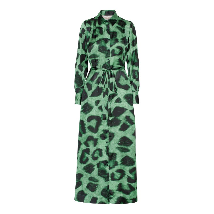 Karmamia carla dress green maxi leo