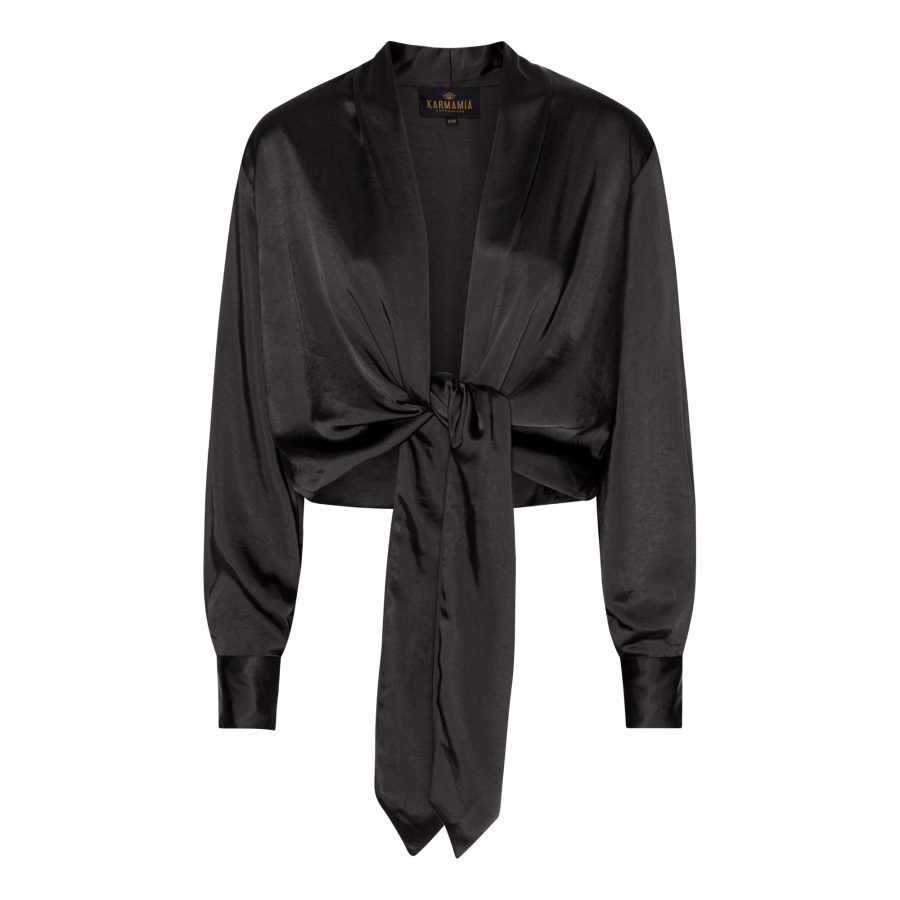 Karmamia wrap jacket black rich satin