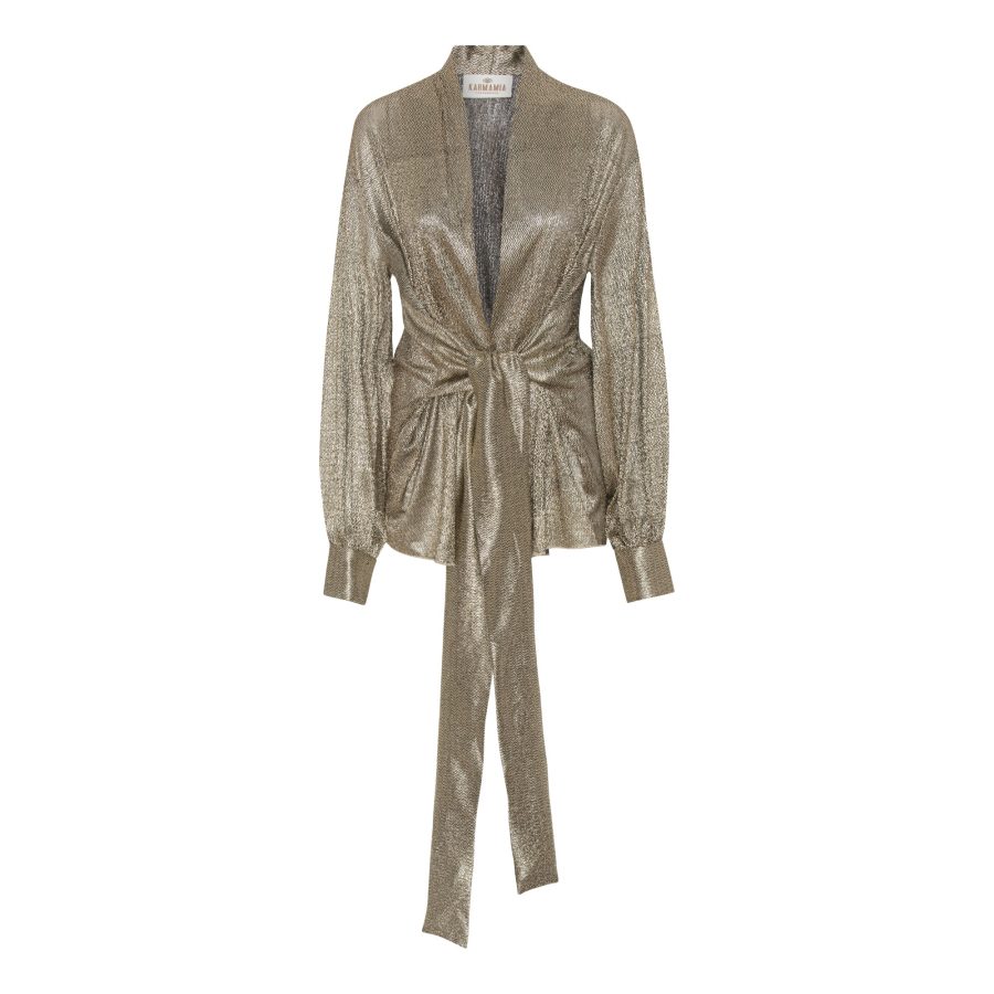 Karmamia lola gold lamé wrap blouse