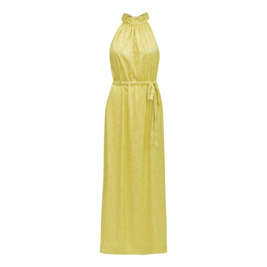 Karmamia layla dress yellow paisley jacquard