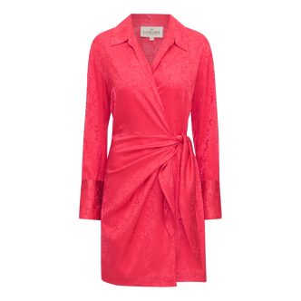 Karmamia ivy wrap dress cerise paisley jacquard