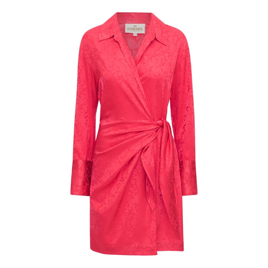 Karmamia ivy wrap dress cerise paisley jacquard