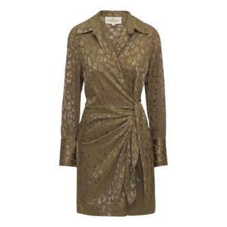 Karmamia ivy wrap dress latte leo jacquard