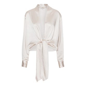 Karmamia wrap jacket ivory rich satin