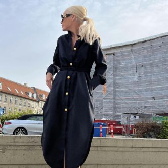 Signé dress black with gold buttons