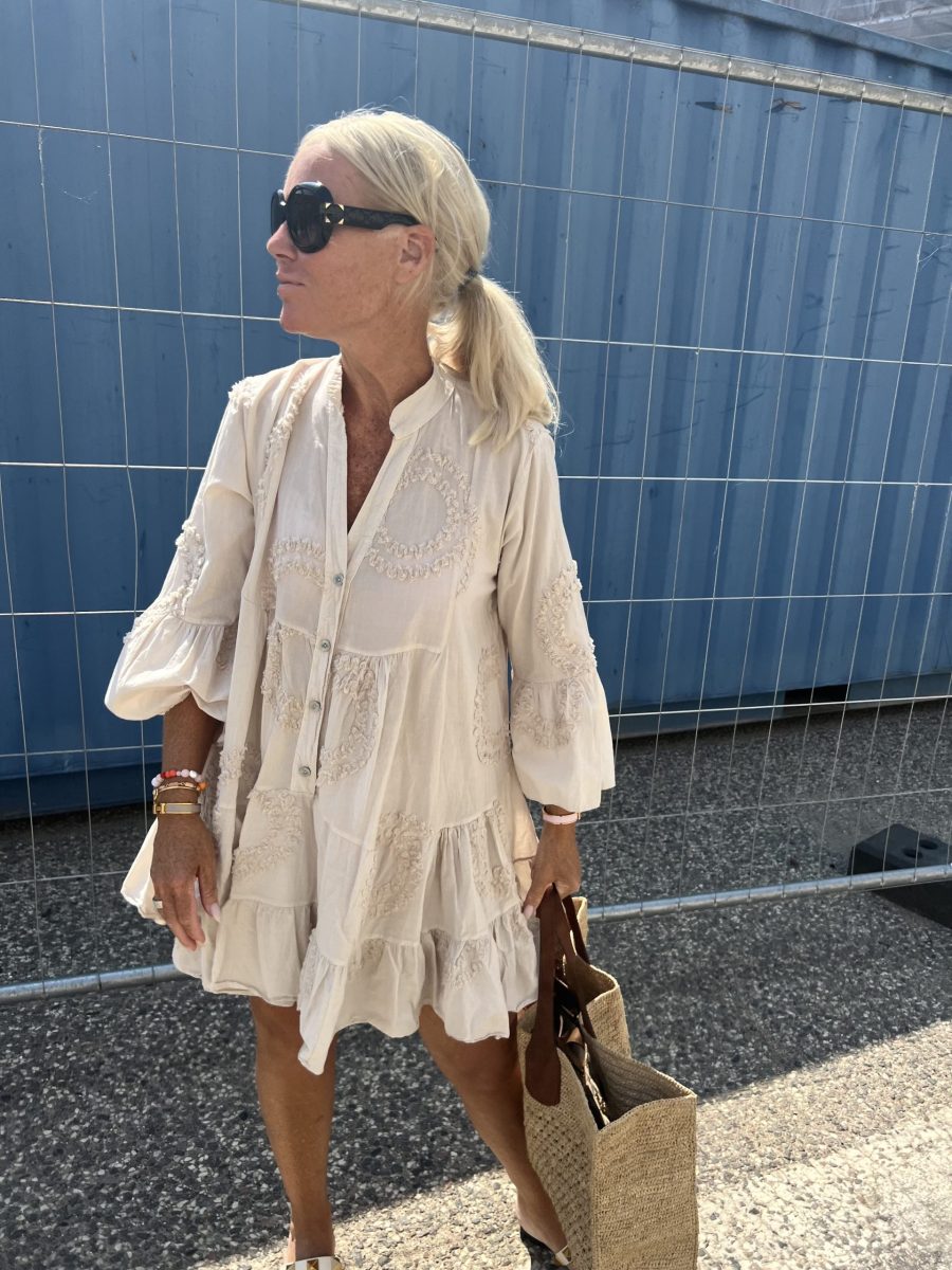 Trend star heart sun short dress beige