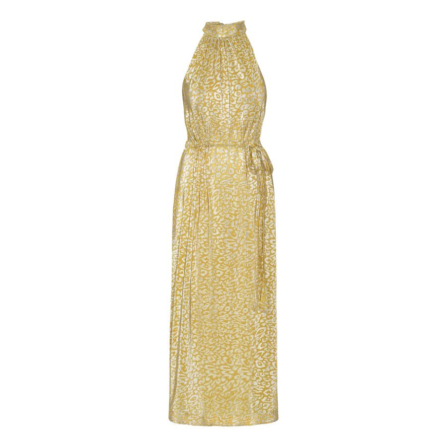 Karmamia layla dress yellow leo plissé