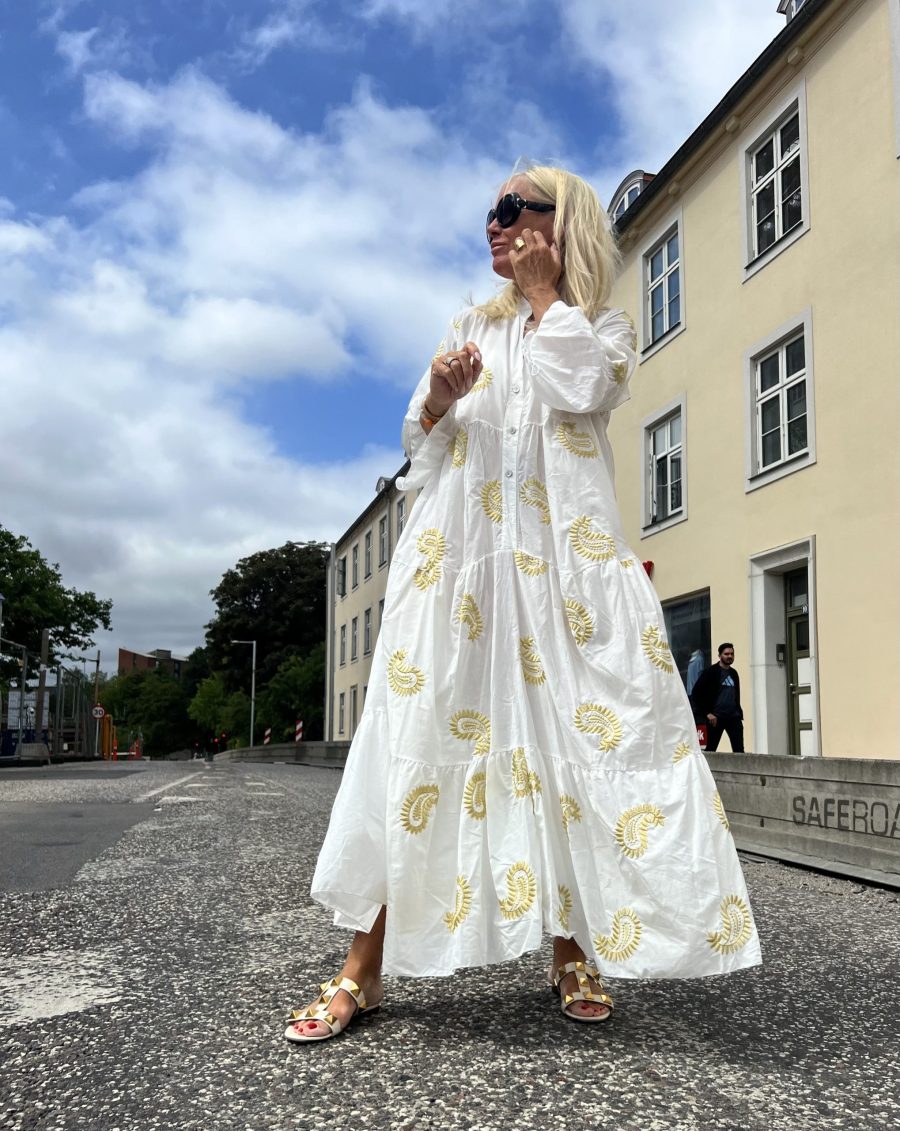 Trend dress long White/Gold