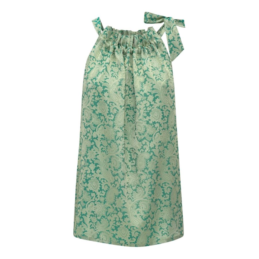 Karmamia ruffle tie top emerald gold